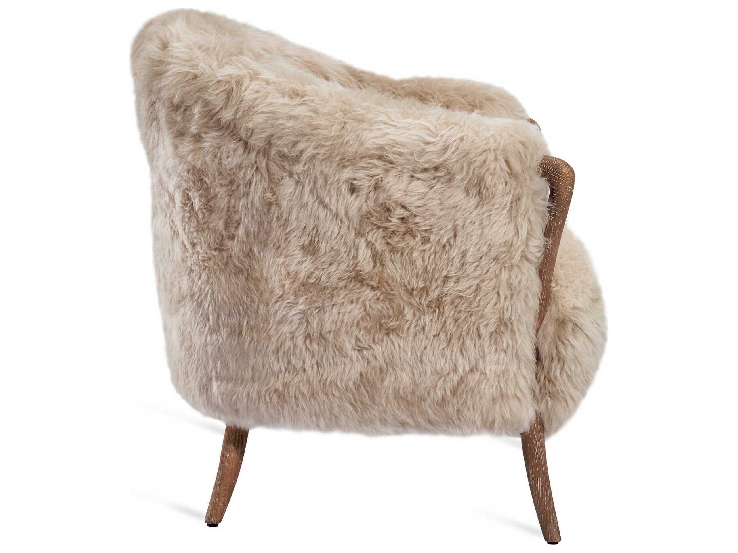 Interlude Home Ilaria Fur Beige Accent Chair