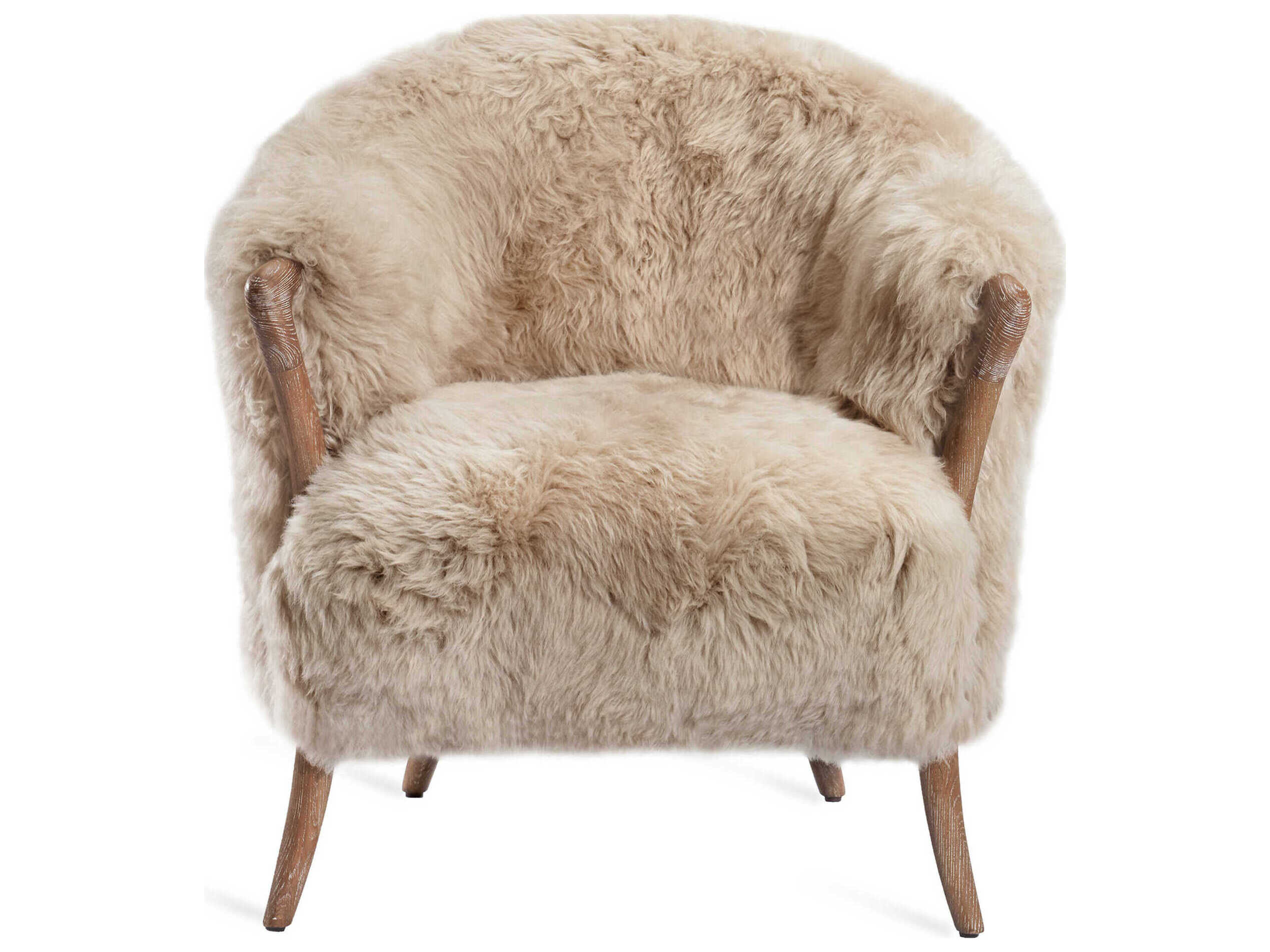 Interlude Home Ilaria Fur Beige Accent Chair