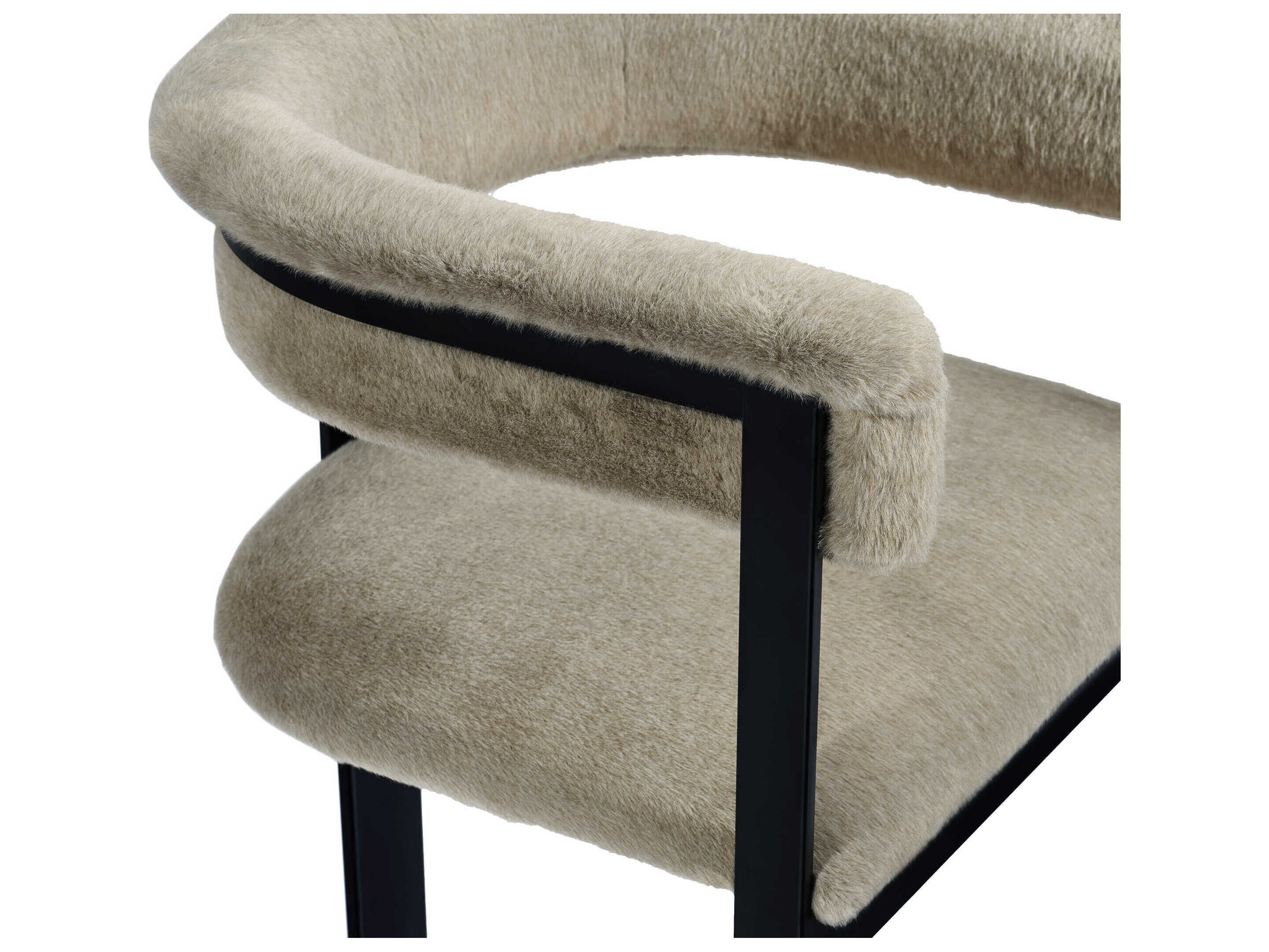 Interlude Home Darcy Fur Beige Arm Dining Chair
