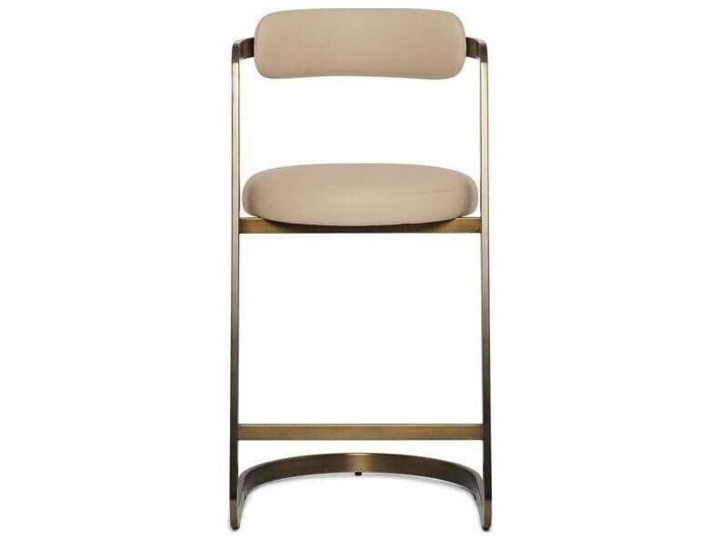 Interlude Home Baldwin Antique Bronze Cream Latte Faux Leather Counter Stool