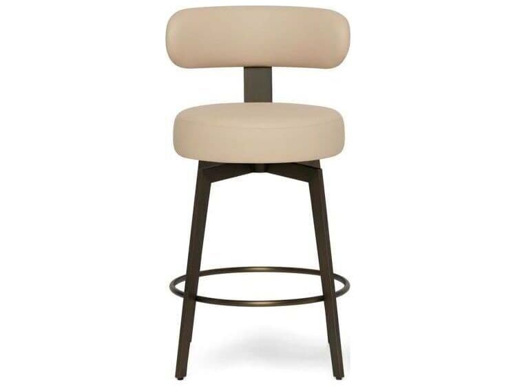 Interlude Home Clermont Antique Bronze Cream Latte Faux Leather Swivel Counter Stool