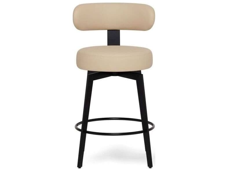 Interlude Home Clermont Matte Black Cream Latte Faux Leather Counter Stool
