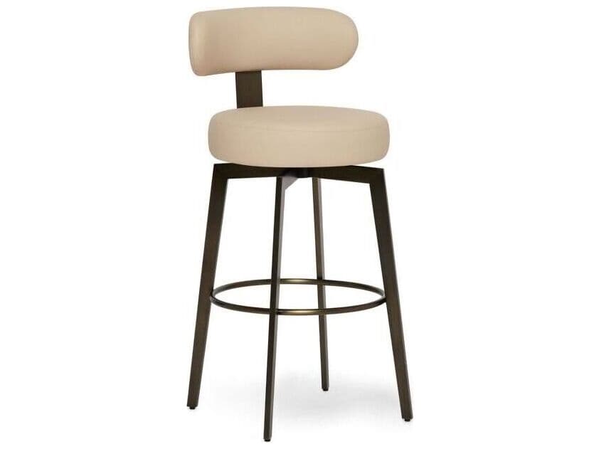 Interlude Home Clermont Antique Bronze Cream Latte Faux Leather Bar Stool