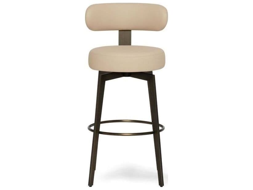Interlude Home Clermont Antique Bronze Cream Latte Faux Leather Bar Stool