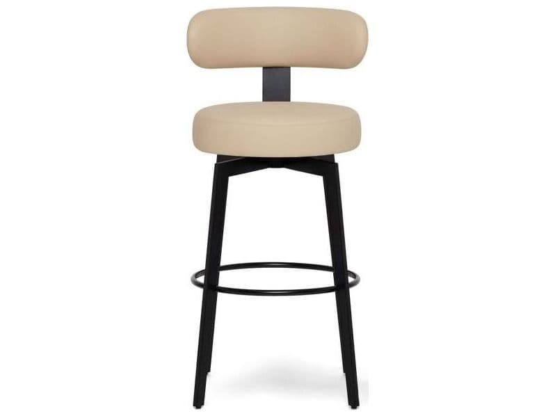 Interlude Home Clermont Matte Black Cream Latte Faux Leather Bar Stool