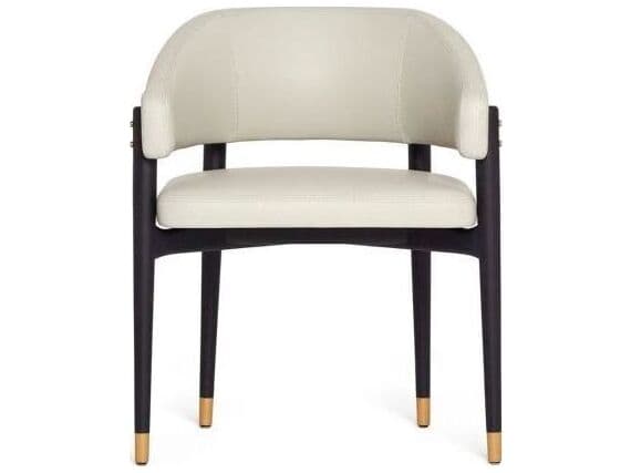 Interlude Home Cheshire Mahogany Wood Black Leather Arm Dining Chair