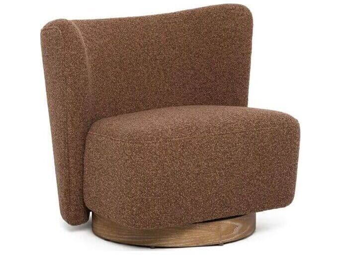 Interlude Home Dorian Swivel Brown Accent Chair