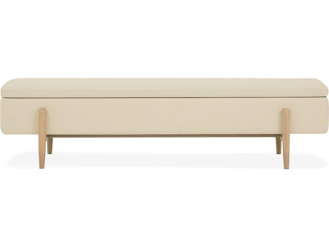 Interlude Home Brynn Saddle Acorn Beige Leather Accent Bench