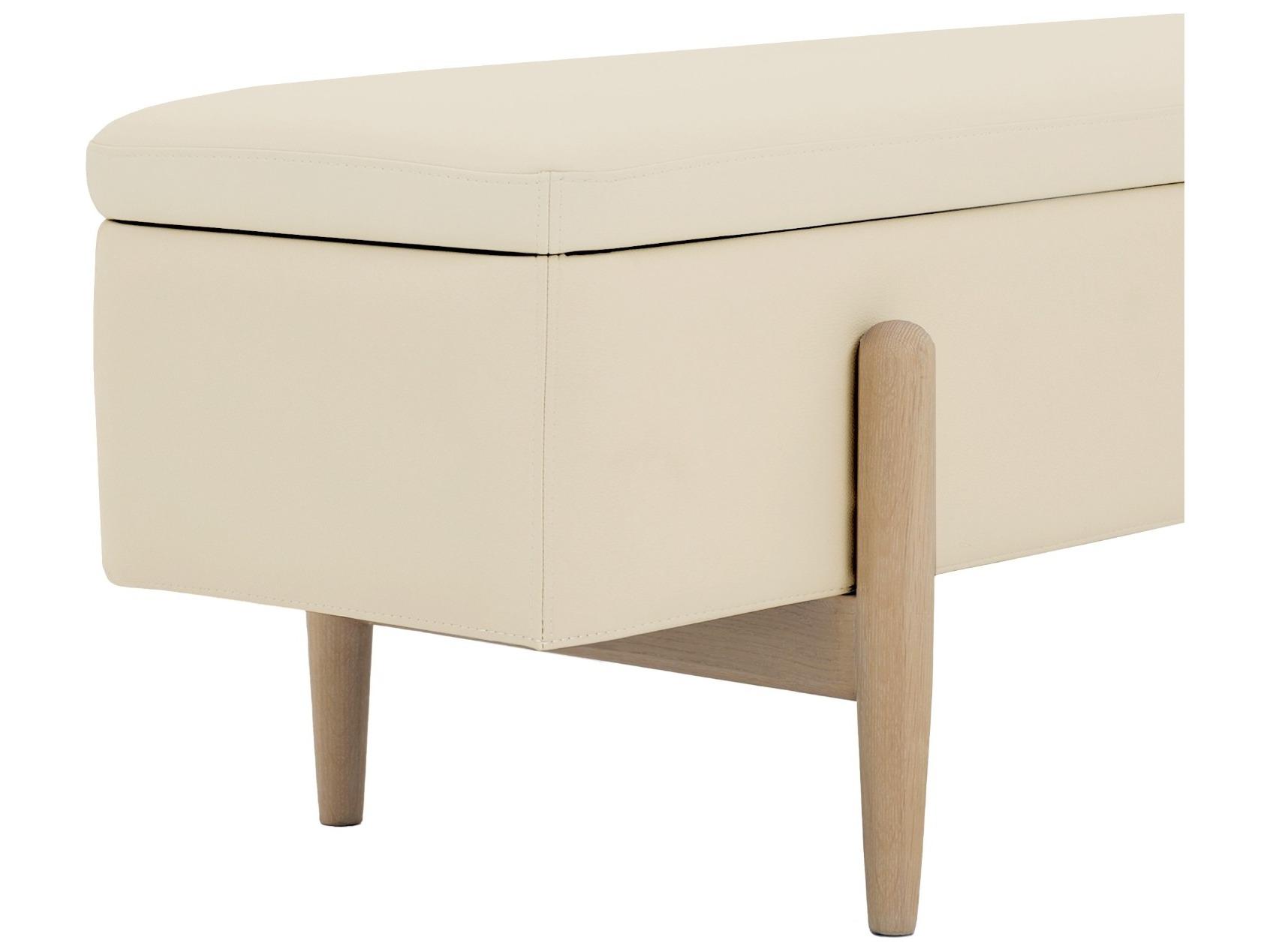 Interlude Home Brynn Saddle Acorn Beige Leather Accent Bench