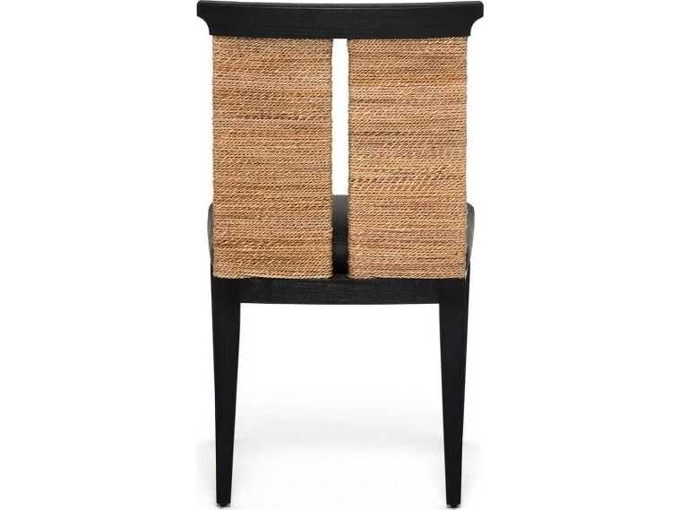 Interlude Home Reed Sungkai Wood Black Faux Leather Armless Dining Chair