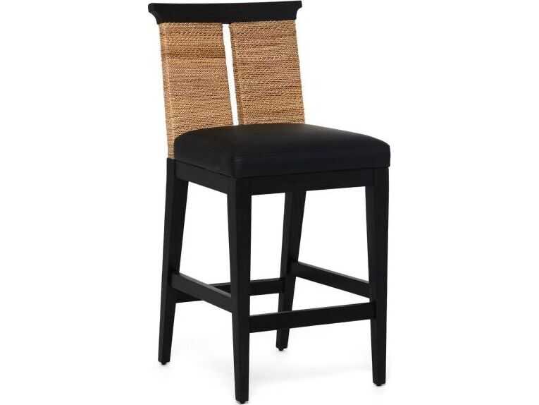 Interlude Home Reed Faux Leather Sungkai Wood Counter Stool