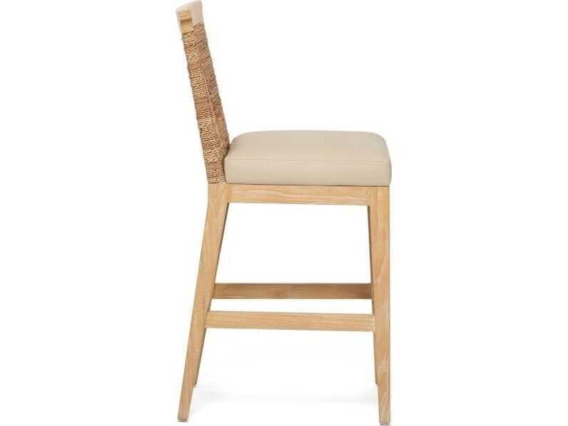 Interlude Home Reed Faux Leather Sungkai Wood Counter Stool