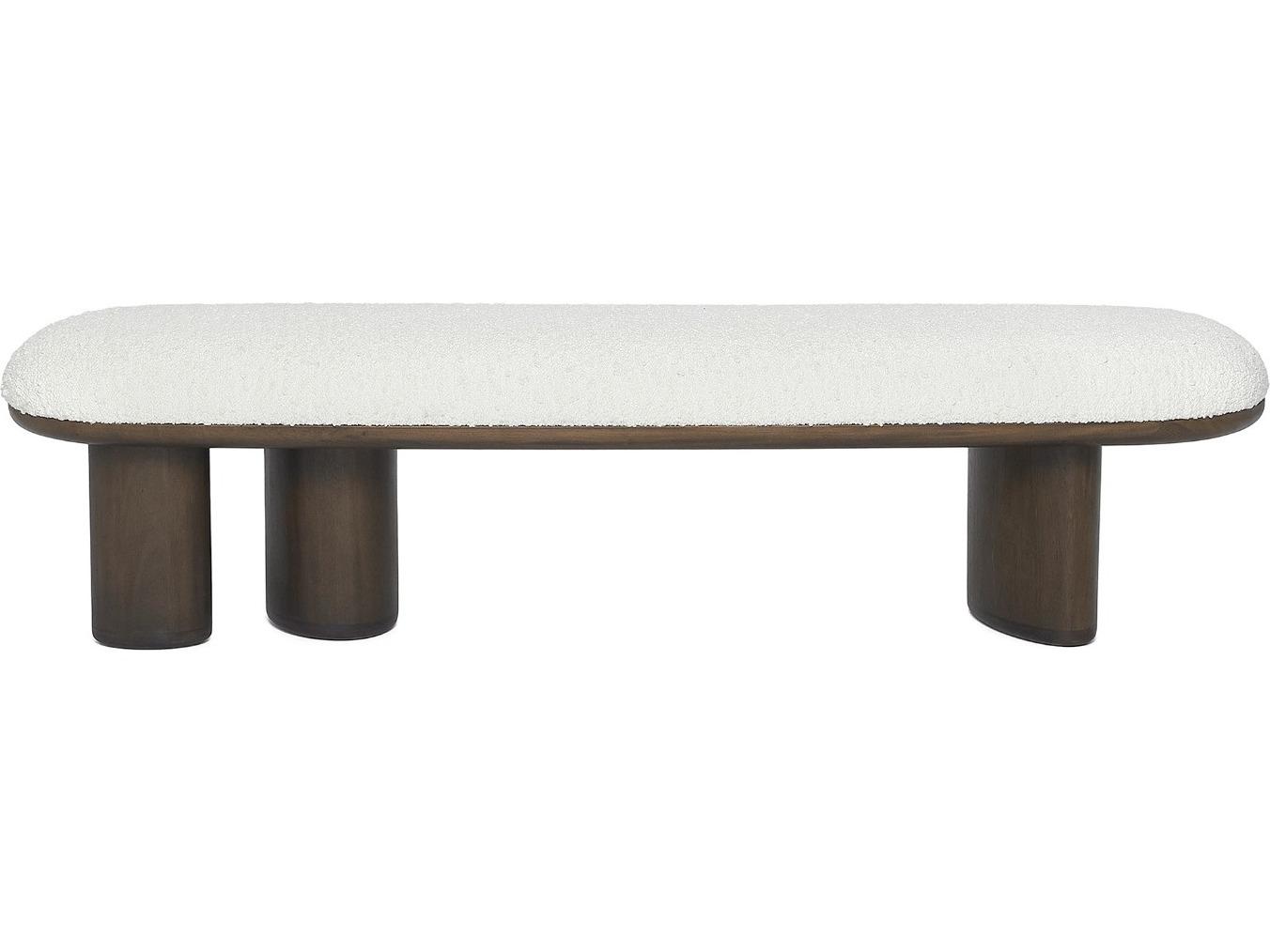 Interlude Home Reese Classic Walnut Whisper Brown Upholstered Accent Bench