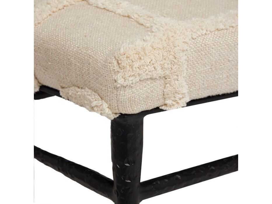 Interlude Home Collins Matte Black Terrain Beige Upholstered Accent Bench