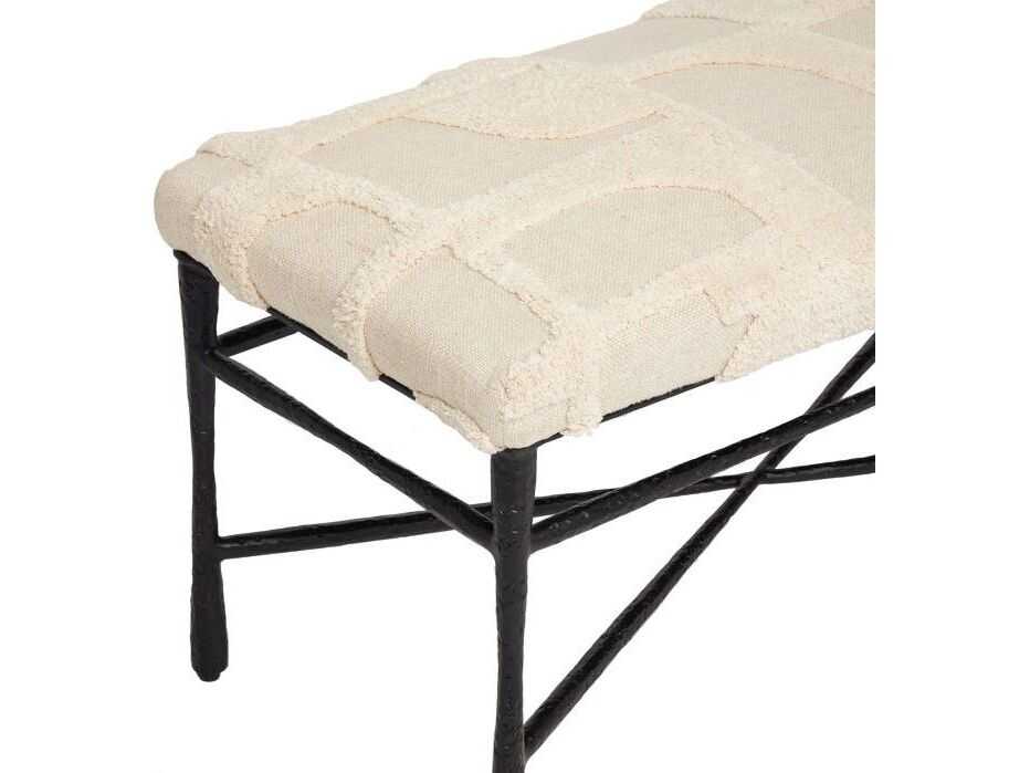 Interlude Home Collins Matte Black Terrain Beige Upholstered Accent Bench