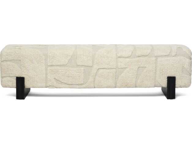 Interlude Home Connor Matte Black Terrain Beige Upholstered Accent Bench