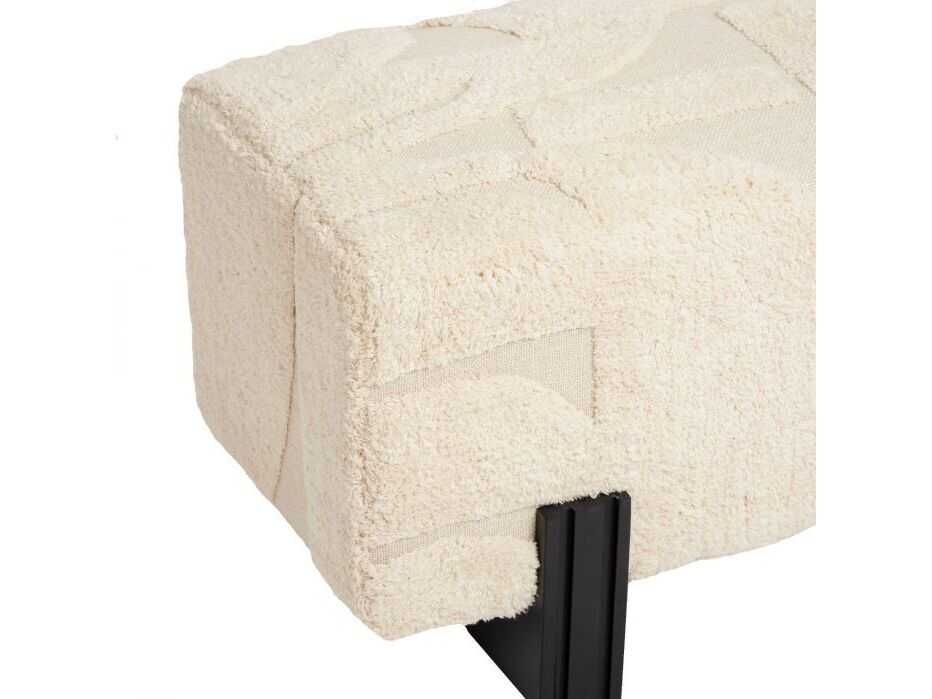 Interlude Home Connor Matte Black Terrain Beige Upholstered Ottoman