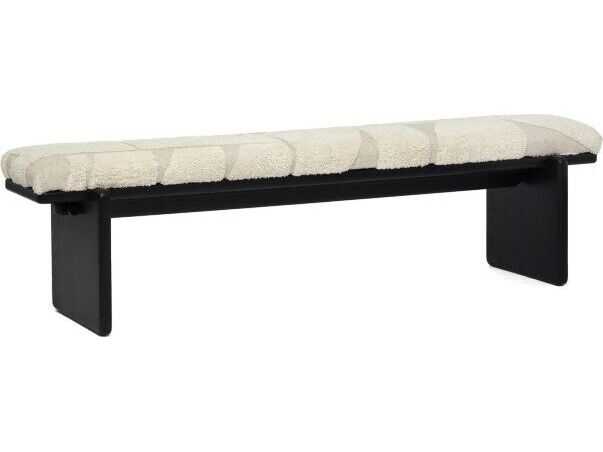 Interlude Home Collier Matte Black Terrain Beige Upholstered Accent Bench