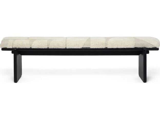 Interlude Home Collier Matte Black Terrain Beige Upholstered Accent Bench