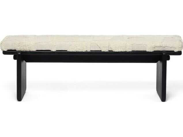 Interlude Home Collier Matte Black Terrain Beige Upholstered Accent Bench