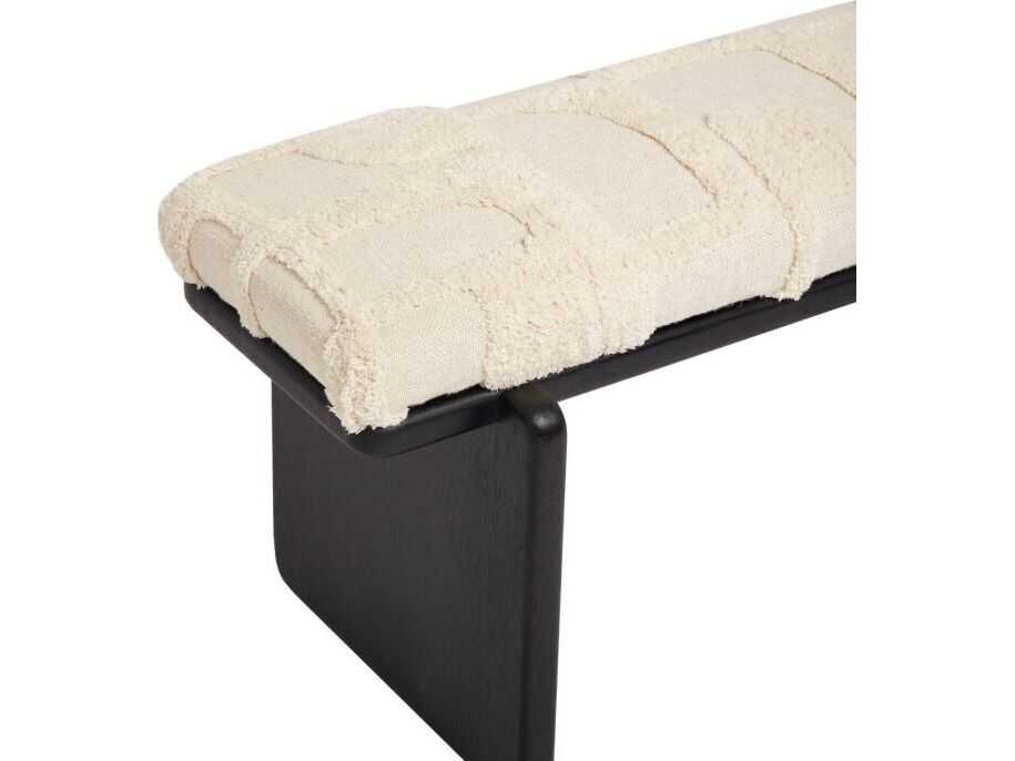 Interlude Home Collier Matte Black Terrain Beige Upholstered Accent Bench