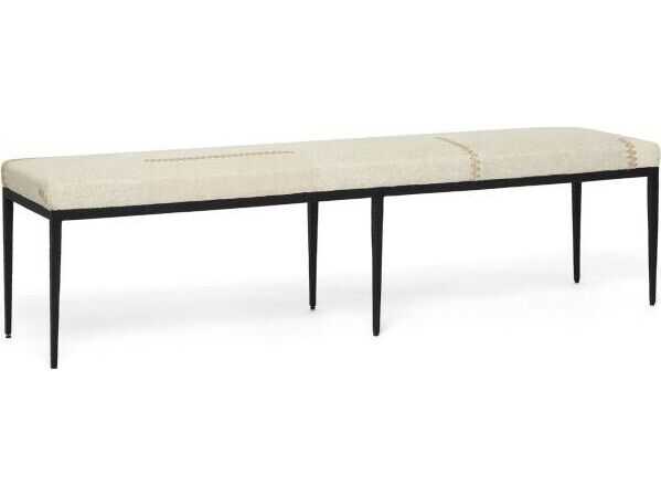 Interlude Home Cecile Matte Black Rye Beige Upholstered Accent Bench