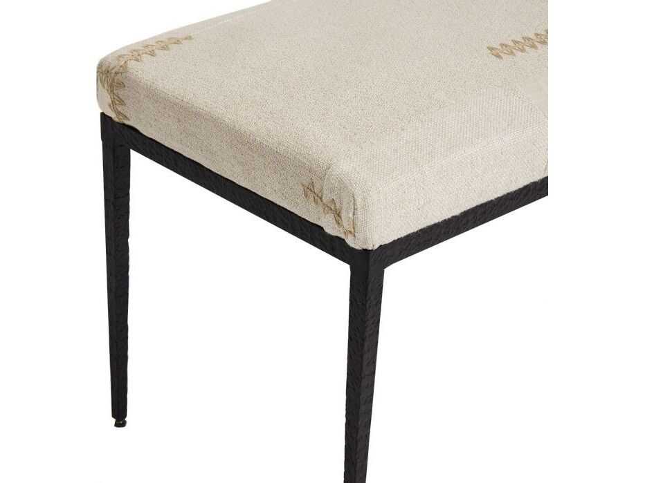 Interlude Home Cecile Matte Black Rye Beige Upholstered Accent Bench