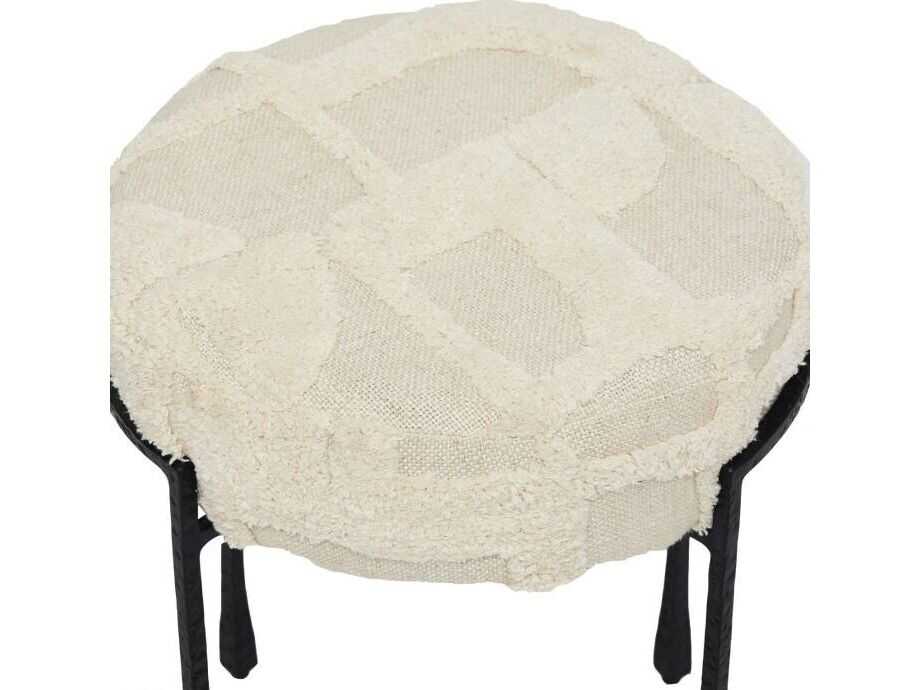Interlude Home Cade Matte Black Terrain Beige Upholstered Ottoman