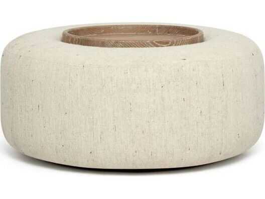 Interlude Home Amelia Coast Autumn Brown Beige Upholstered Ottoman