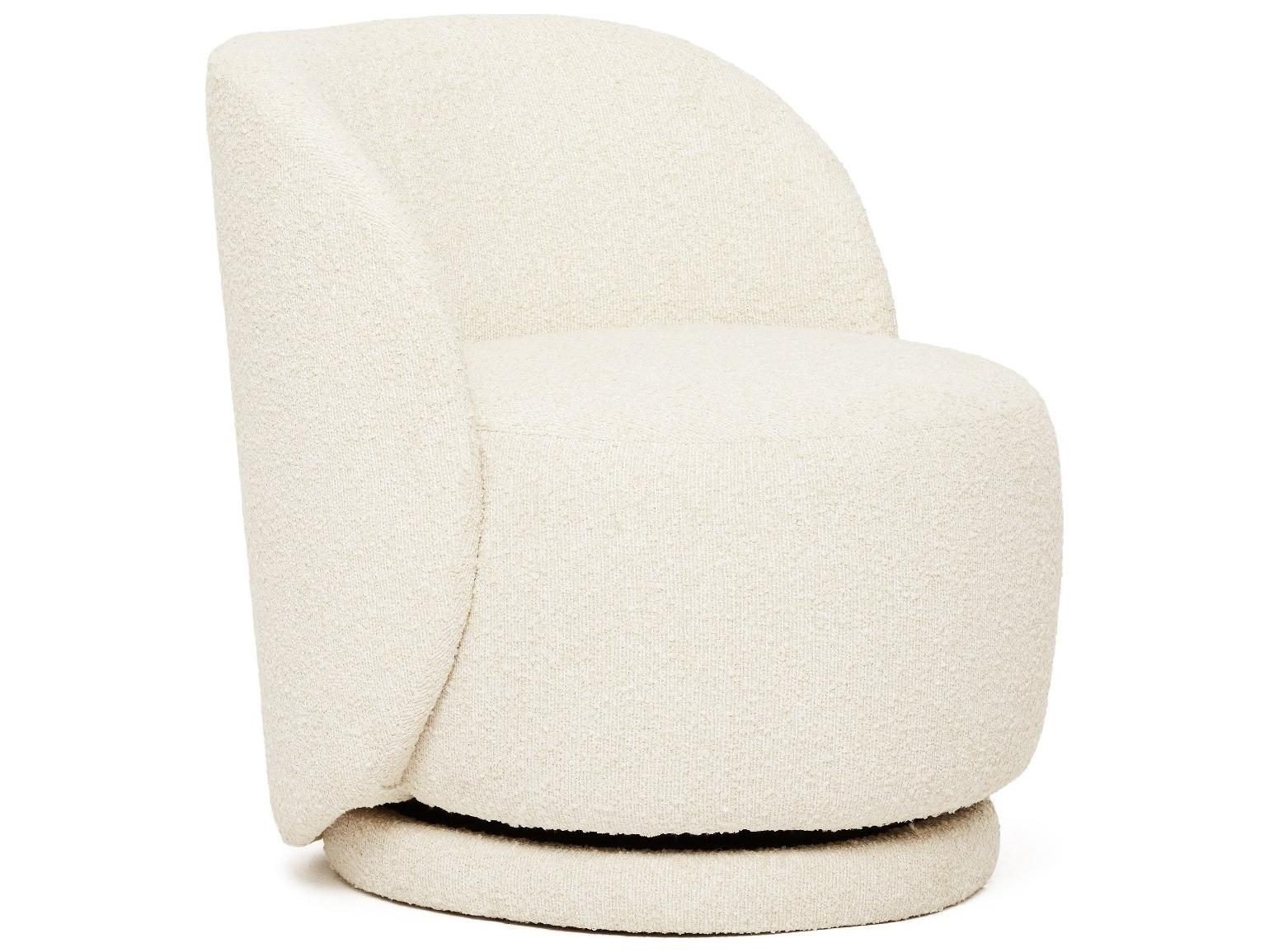 Interlude Home Oslo Swivel White Accent Chair