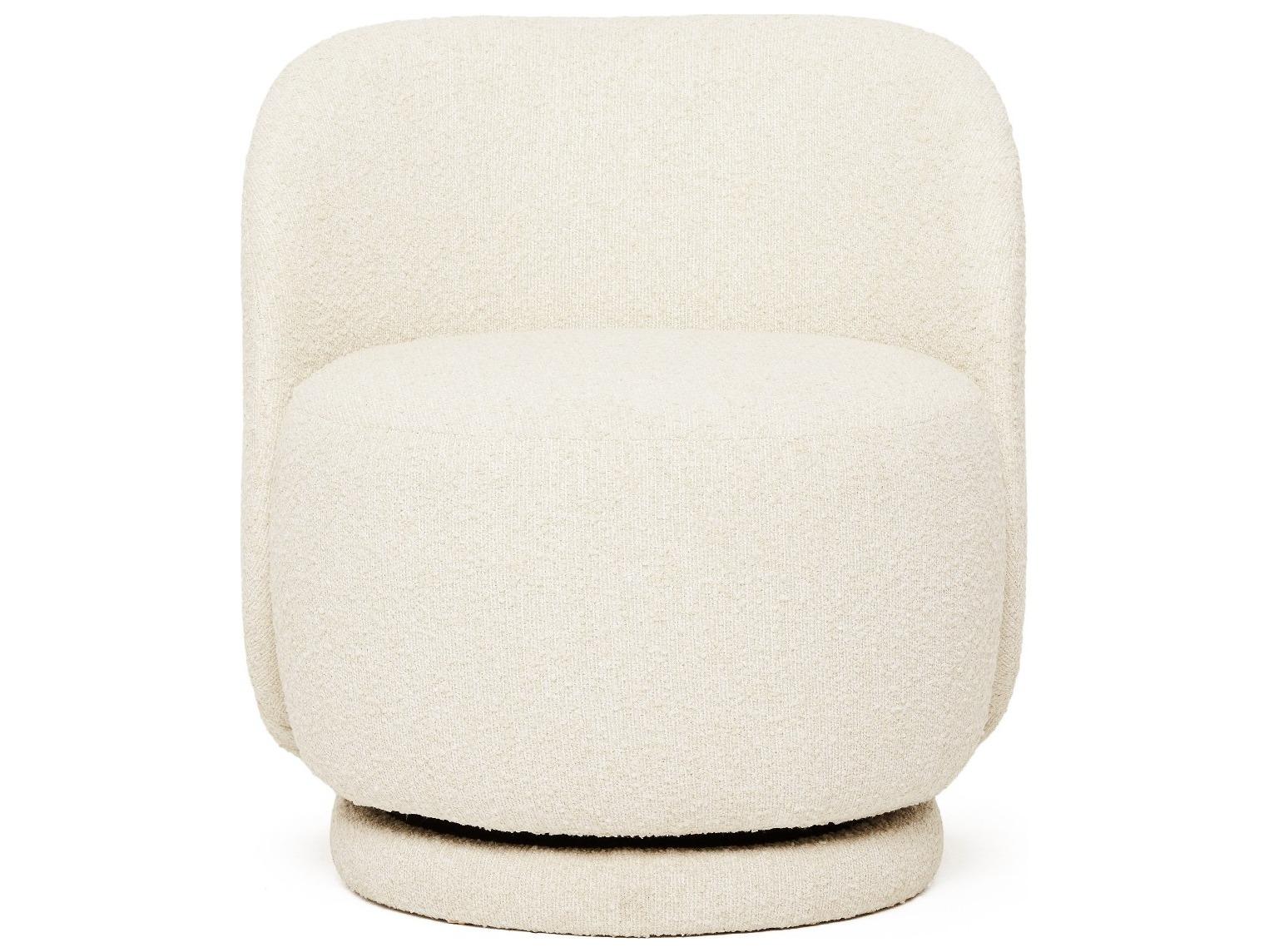Interlude Home Oslo Swivel White Accent Chair