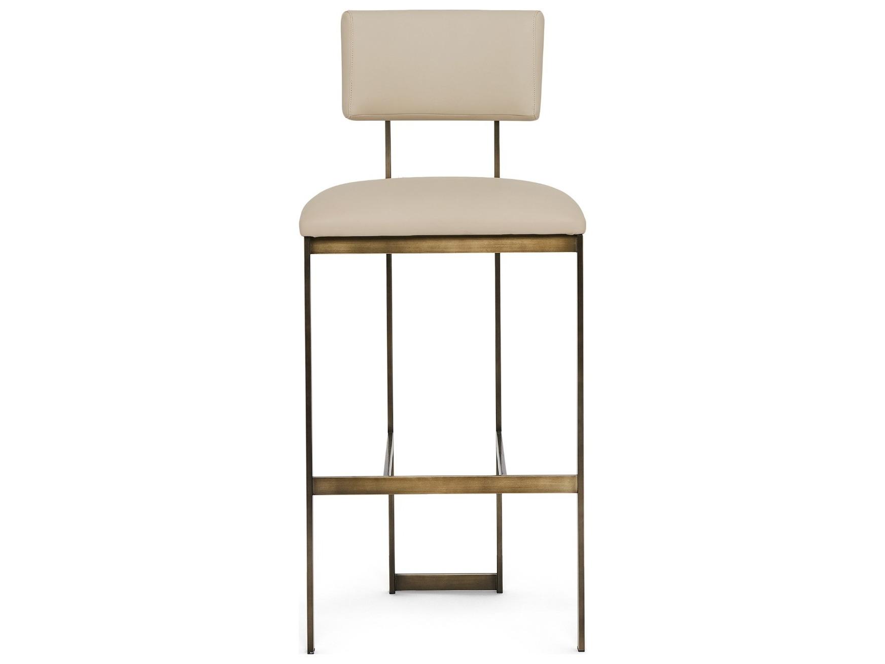Interlude Home Landon Antique Bronze Cream Latte Leather Bar Stool