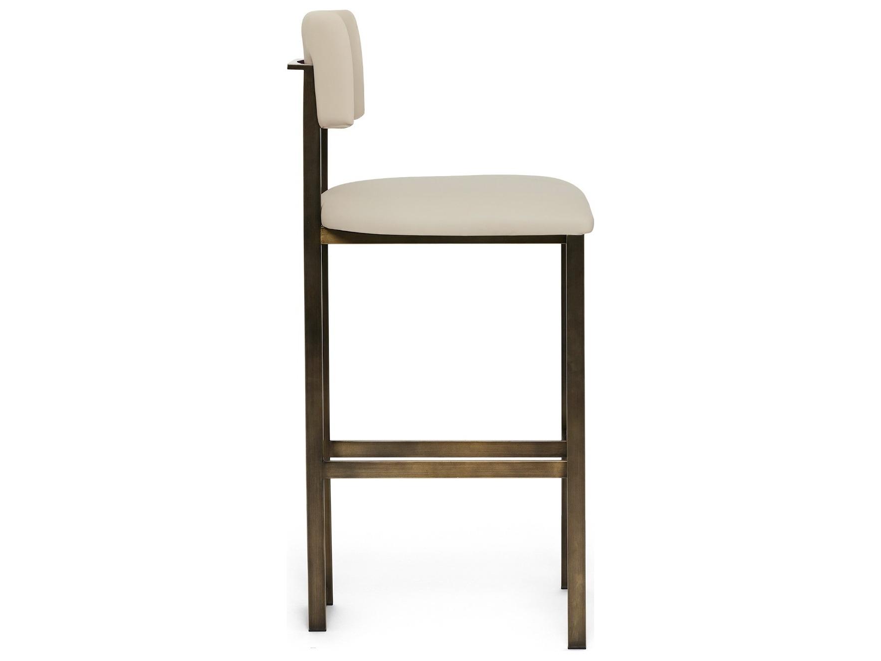 Interlude Home Landon Antique Bronze Cream Latte Leather Bar Stool