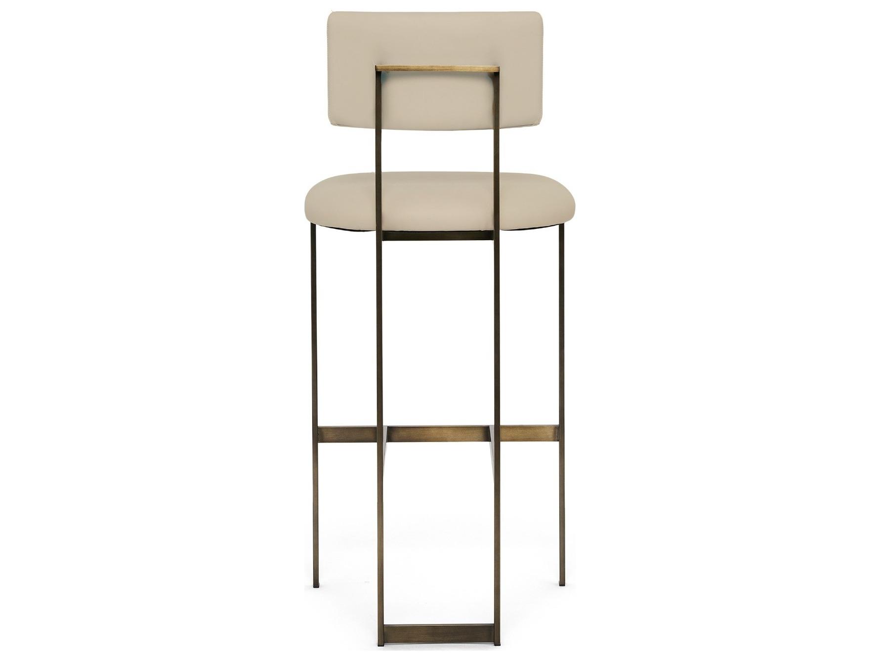 Interlude Home Landon Antique Bronze Cream Latte Leather Bar Stool