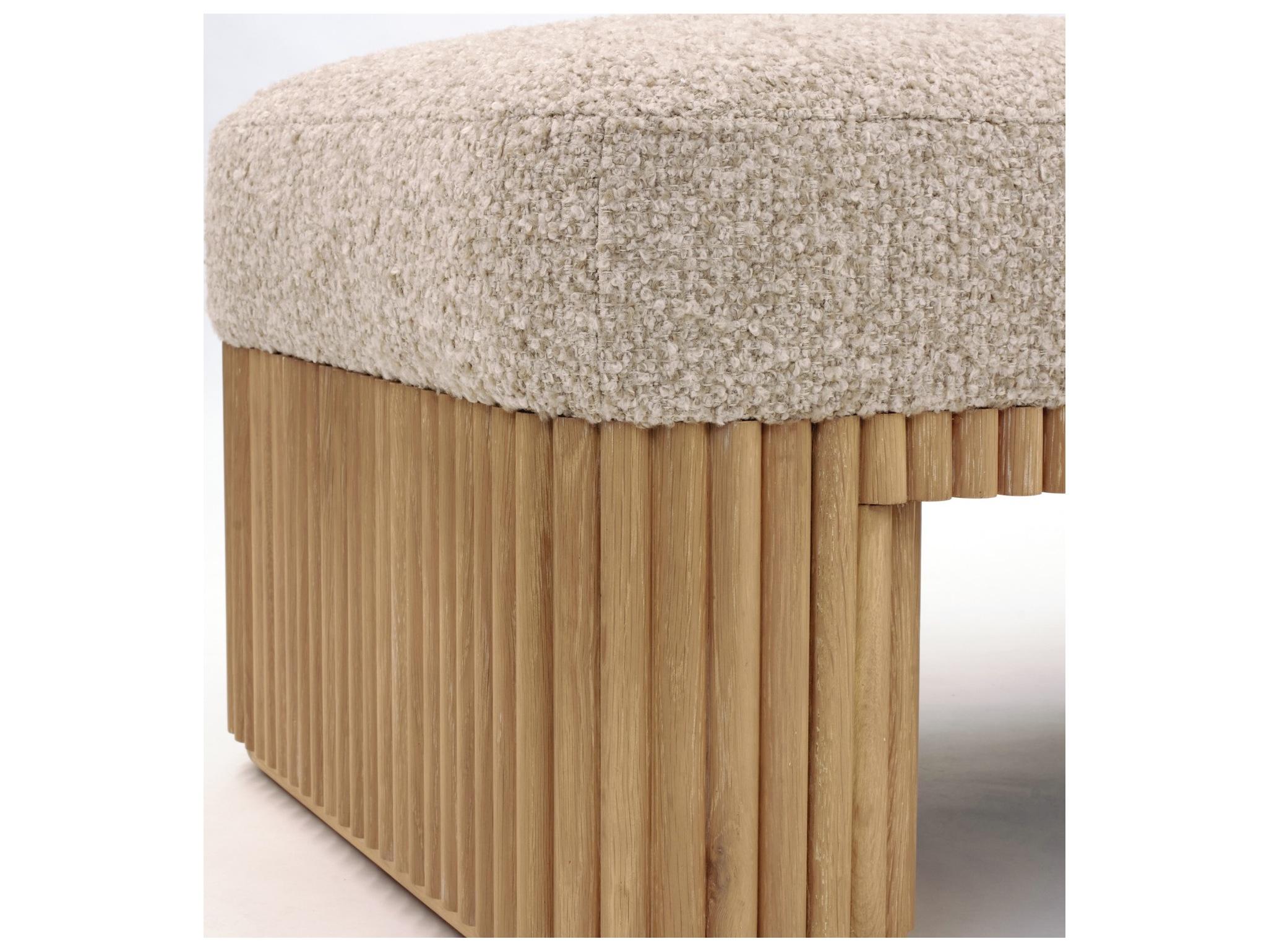 Interlude Home Laurel Saddle Finch Beige Upholstered Accent Bench