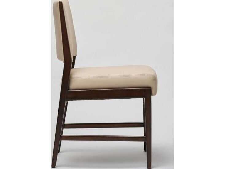 Interlude Home Ludlow Walnut Wood Brown Faux Leather Armless Dining Chair