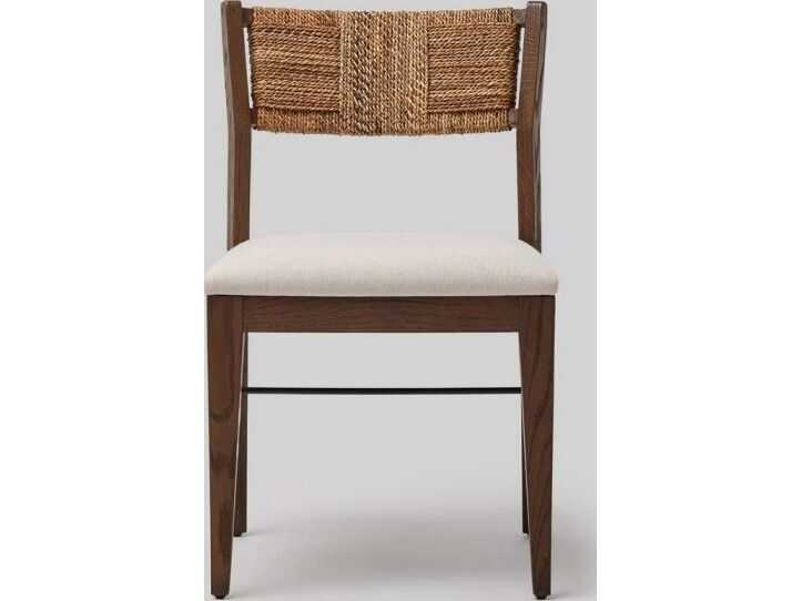 Interlude Home Colony Oak Wood Black Upholstered Armless Dining Chair
