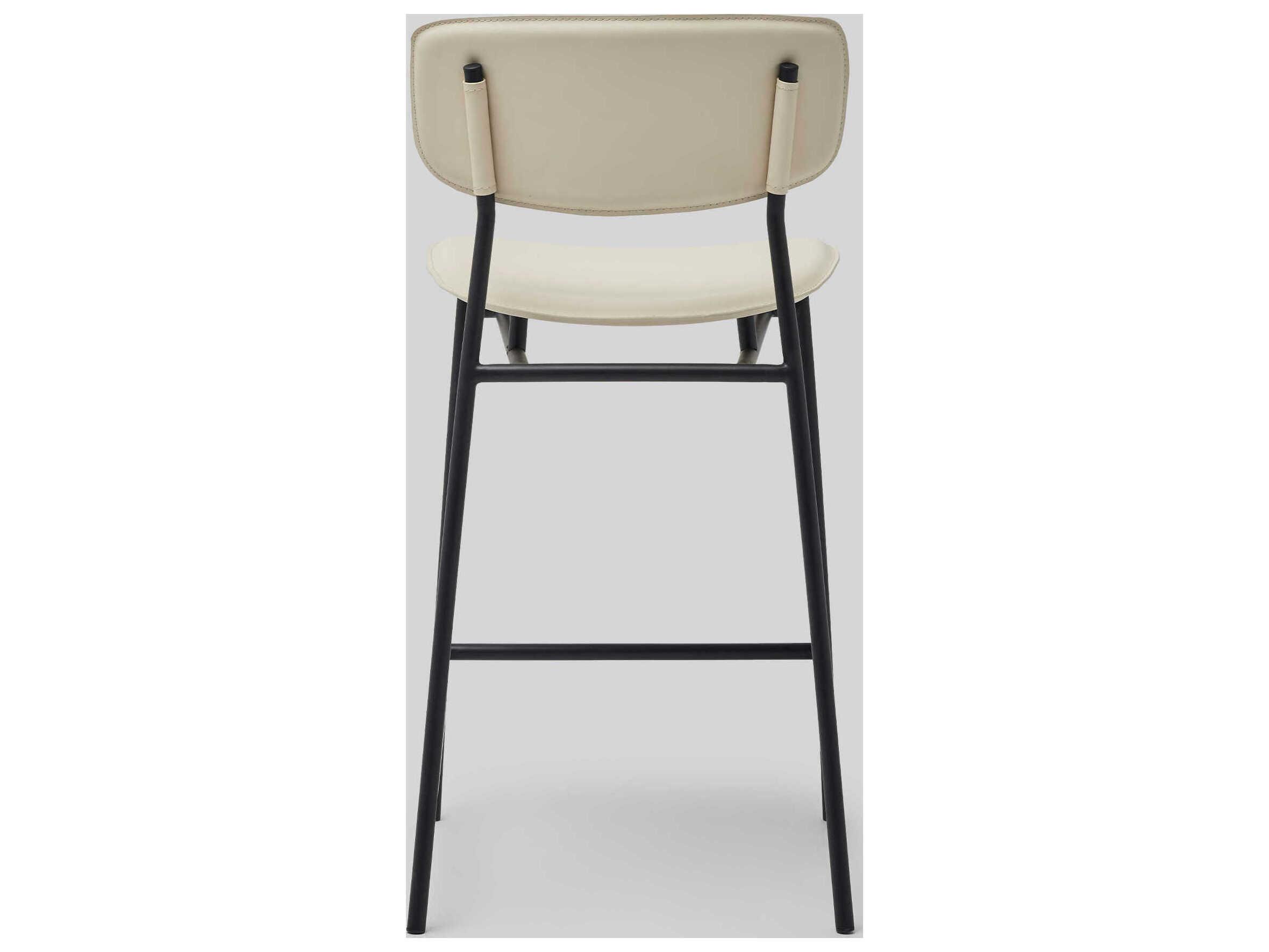 Interlude Home Albert Matte Black Macadamia Leather Counter Stool