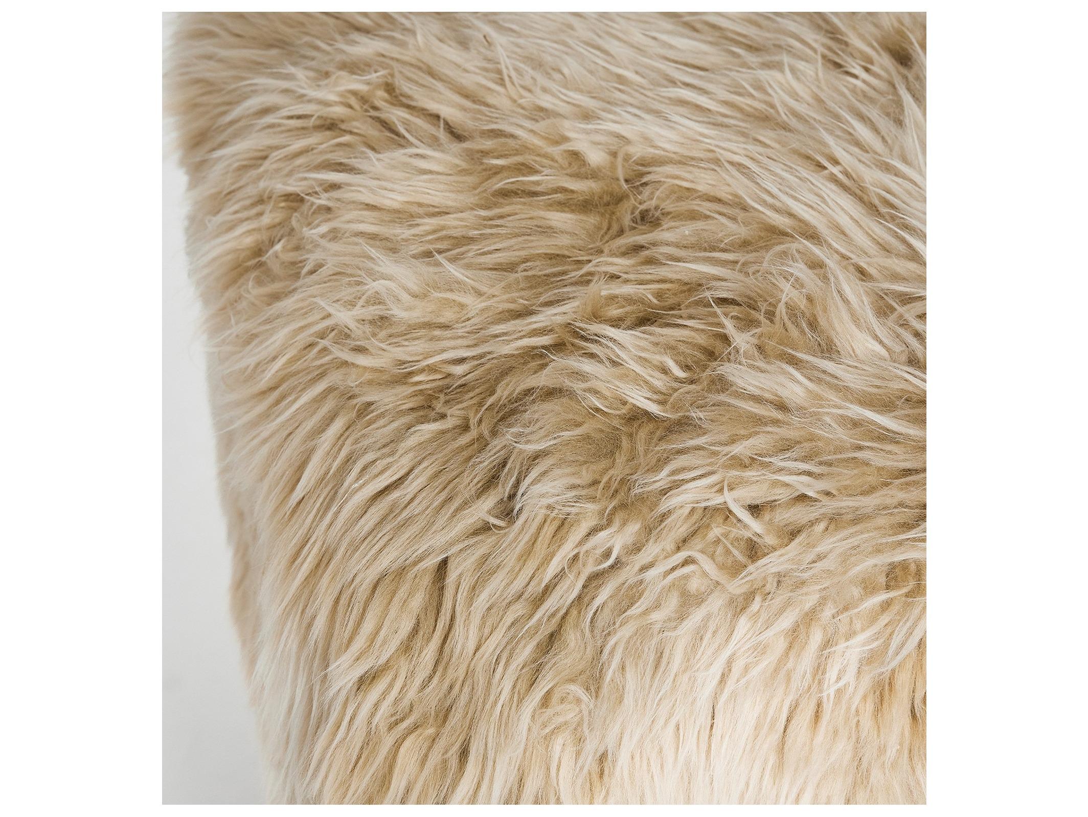 Interlude Home Noah Autumn Brown Morel Taupe Beige Fur Accent Stool