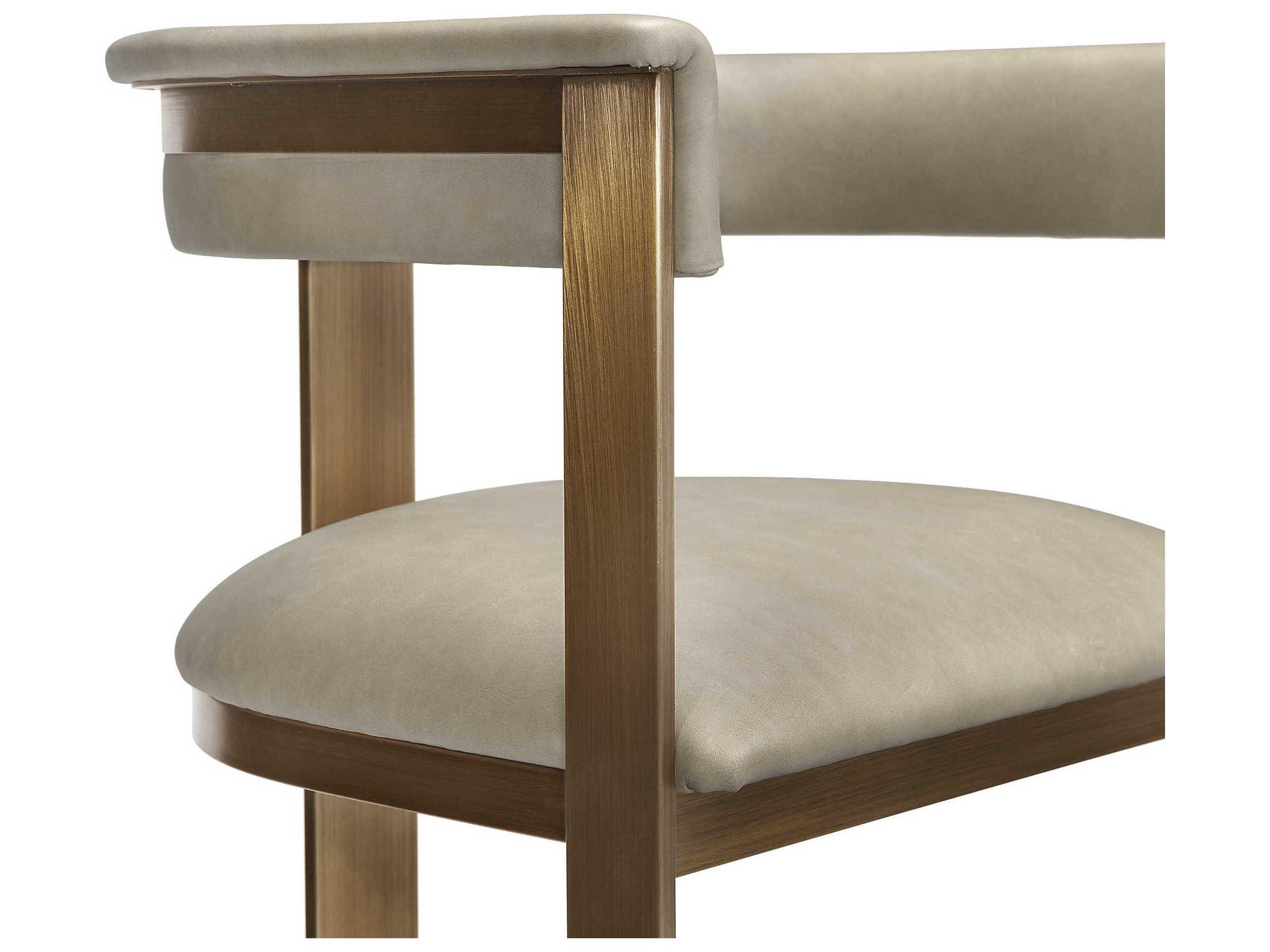 Interlude Home Darcy Leather Antique Bronze Fawn Taupe Bar Stool