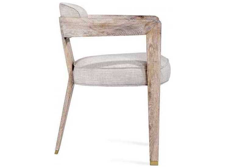 Interlude Home Oak Wood Brown Upholstered Arm Dining Chair