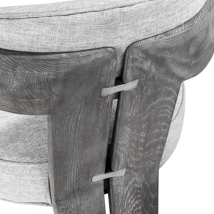 Interlude Home Oak Wood Gray Upholstered Arm Dining Chair