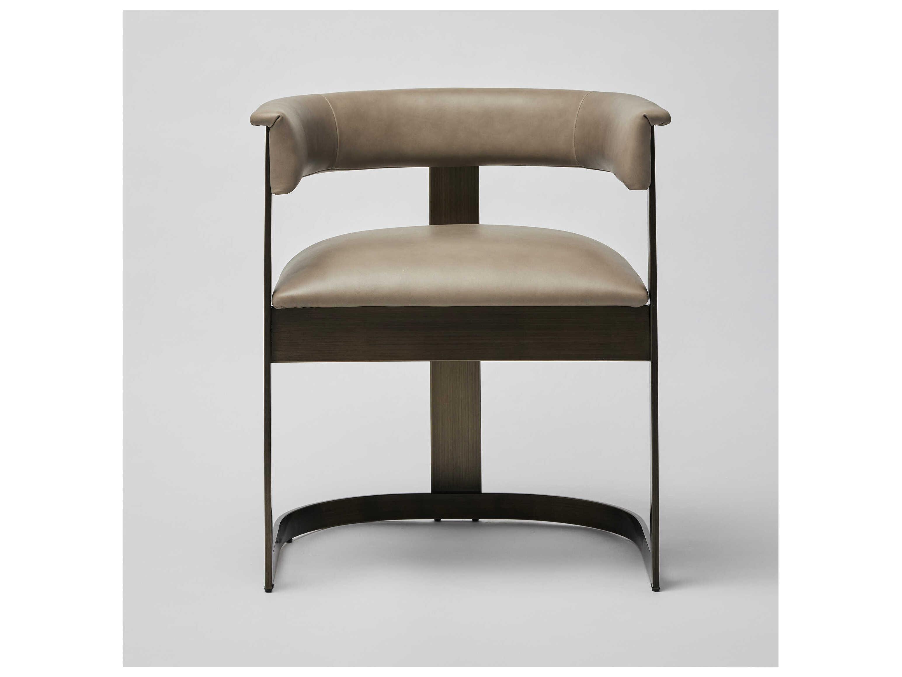 Interlude Home Darcy Gray Leather Arm Dining Chair