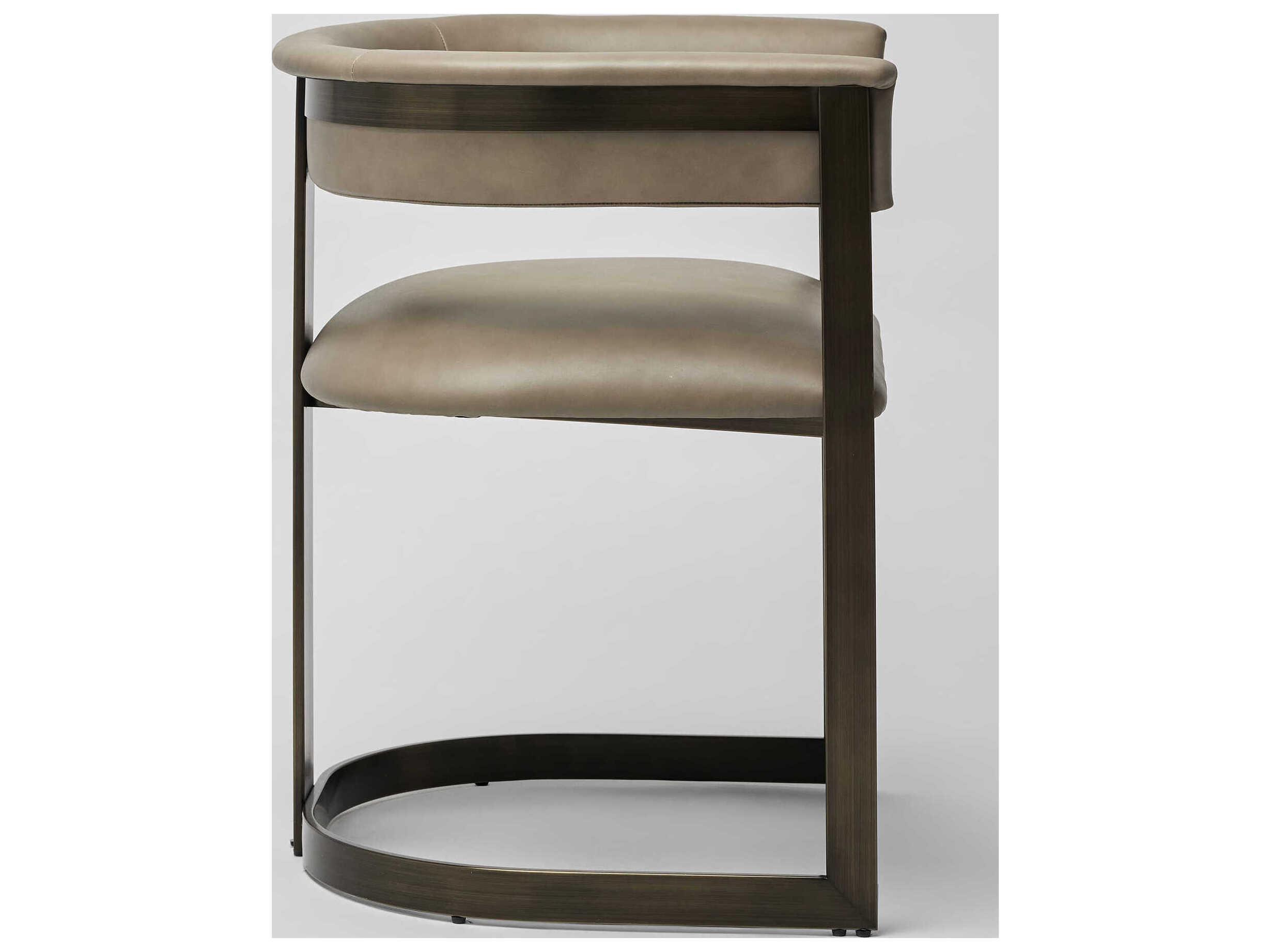 Interlude Home Darcy Gray Leather Arm Dining Chair