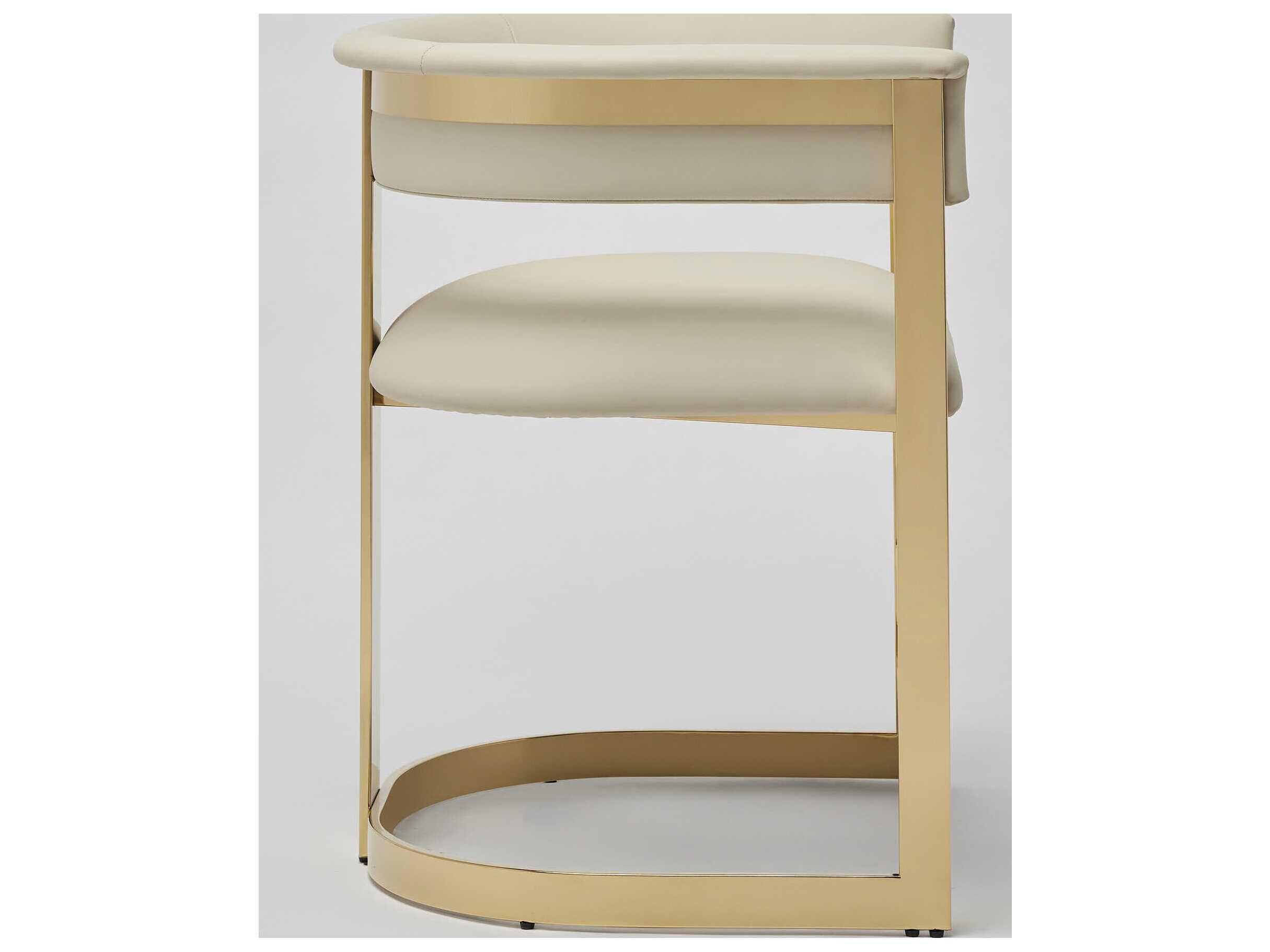Interlude Home Darcy Beige Leather Arm Dining Chair