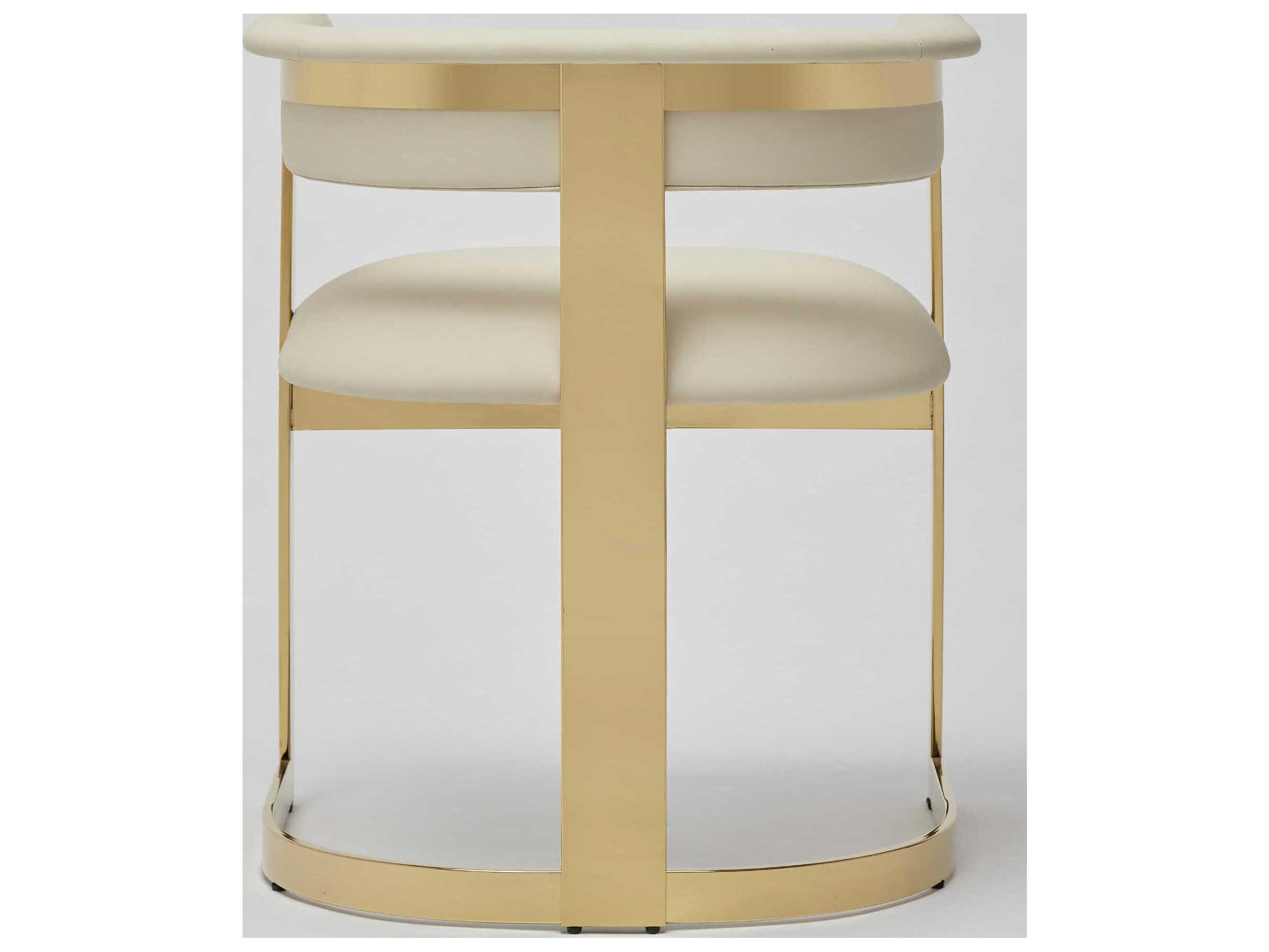 Interlude Home Darcy Beige Leather Arm Dining Chair