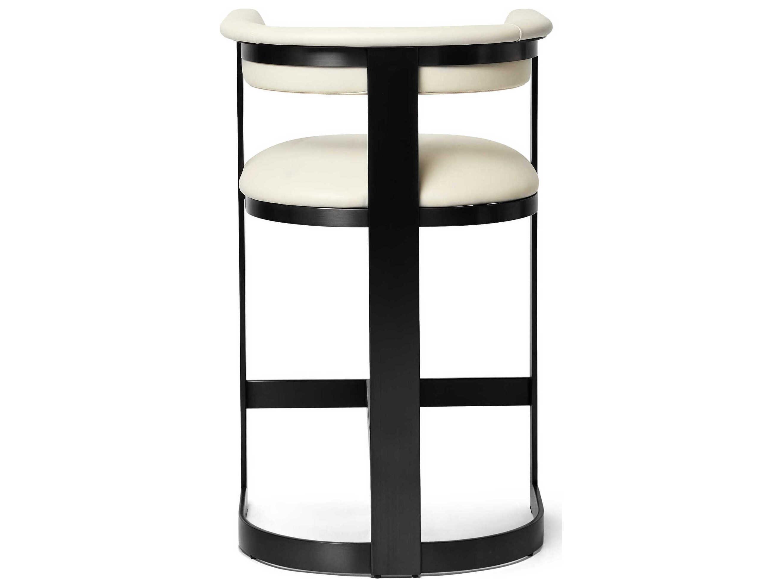 Interlude Home Darcy Matte Black Buff Cream Upholstered Counter Stool