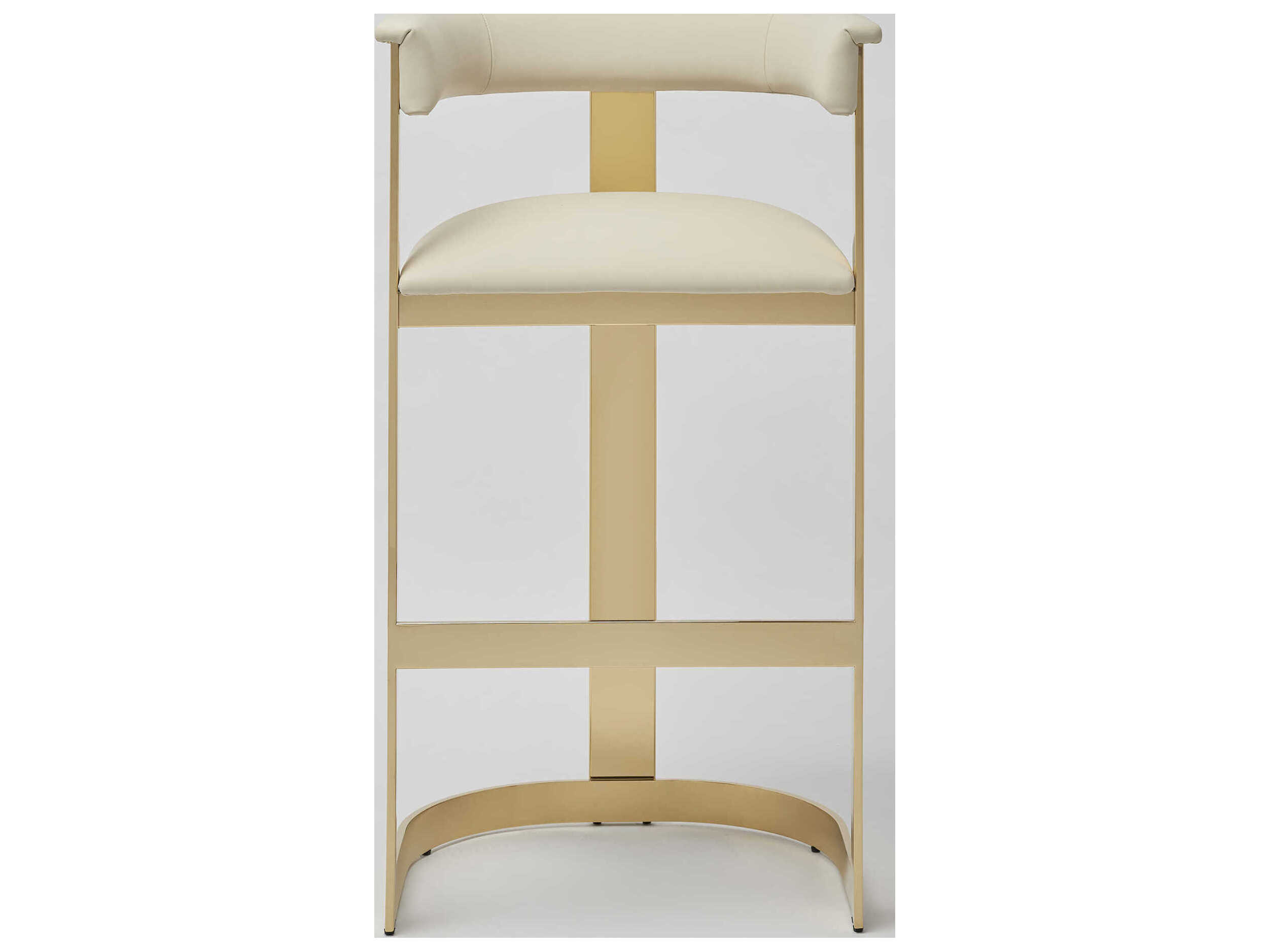 Interlude Home Darcy Polished Brass Buff Cream Leather Bar Stool