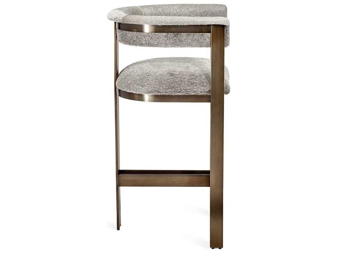 Interlude Home Darcy Leather Antique Bronze Natural Grey Counter Stool