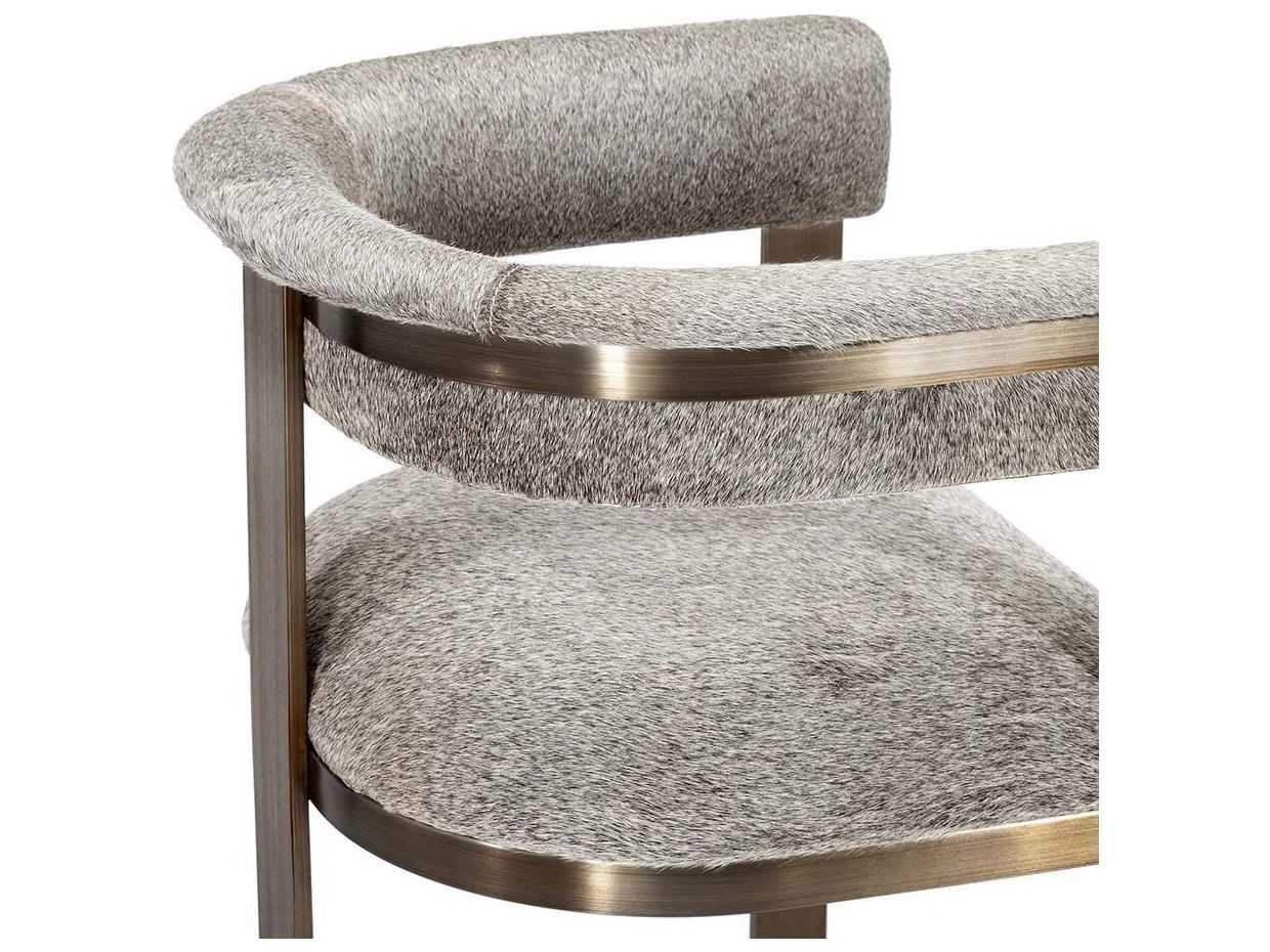 Interlude Home Darcy Leather Antique Bronze Natural Grey Counter Stool